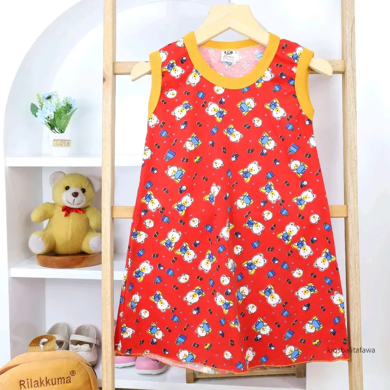 2 pcs Daster Anak Bayi Perempuan Baju Tidur Balita Cewek Kaos Kutung Usia 6 Bulan Sampai 3 Tahun Motif Kekinian Lucu Karakter Warna Warni Lengan Pendek Model Singlet Bahan Kaos Tebal Kain Melar Jahitan Full Obras Leher Kerah U Neck Panjang Dress Selutut 3