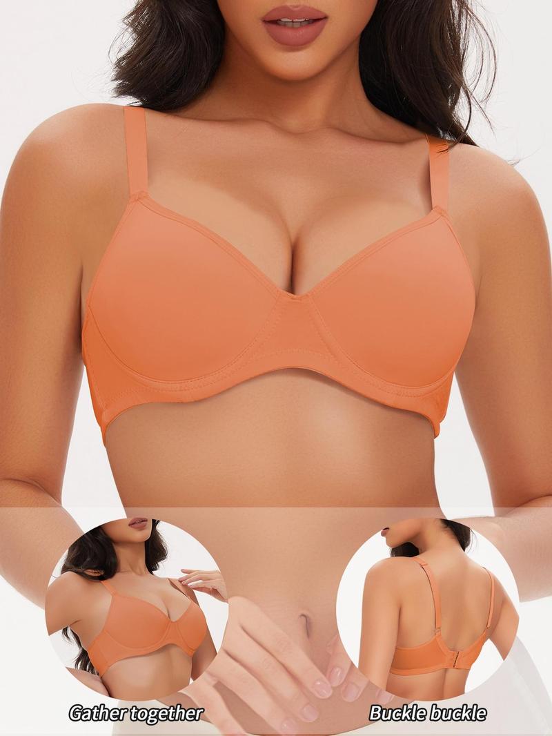 Product Introduction of Women's Solid Adjustable Strap Underwire Bra, Breathable Comfortable Push Up Bra, Soft Lingerie for All Seasons 3
