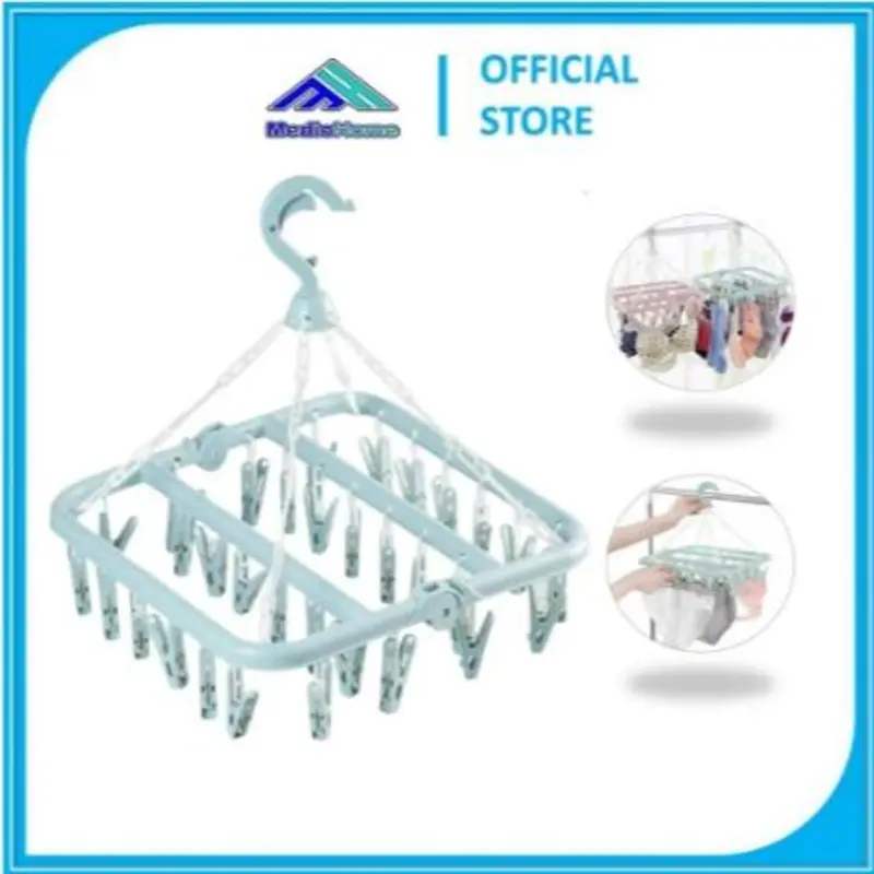 Mediohome Hanger Jemuran Gantungan Jepitan Jemuran Bra/Underwear/Baju Bayi/ Kaos Kaki Hanger 32 Jepit - MH1245 0