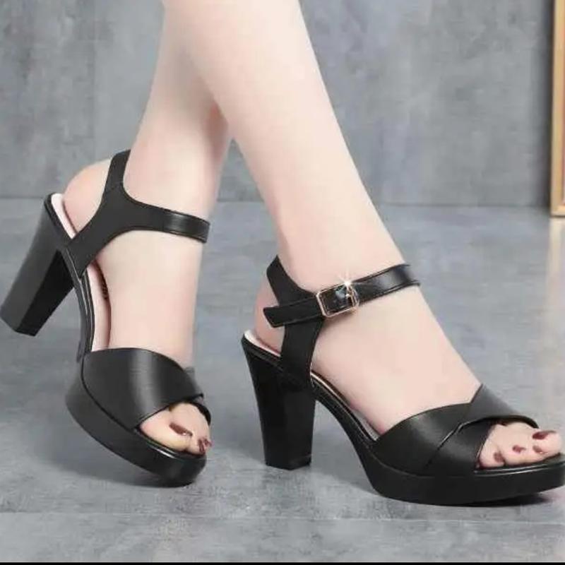 Dép nữ cao gót Hot Trend mẫu quai hậu một bản lật chéo đế đúp gót liền 3 phân 5 phân 7 phân 8 phân tôn dáng thanh lịch KH-12