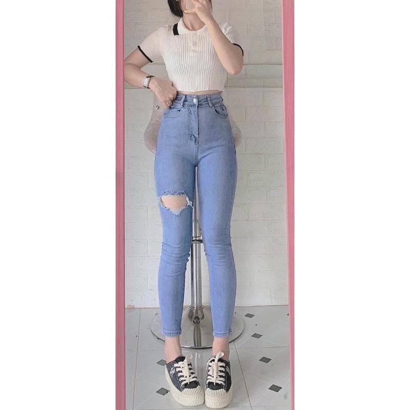 Quần jeans ÔM RÁCH 118      jeans cạp cao,skinny , quần bò. Nữ Women