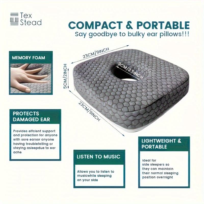 Product Introduction of Classic Ear Piercing Pillow for Side Sleepers,  Polyester 100% Cover, Machine Washable, Space-Themed, Multipurpose Ear Guard Cushion with Ear Hole, Quilted Woven Craftsmanship, Fabric Weight 5