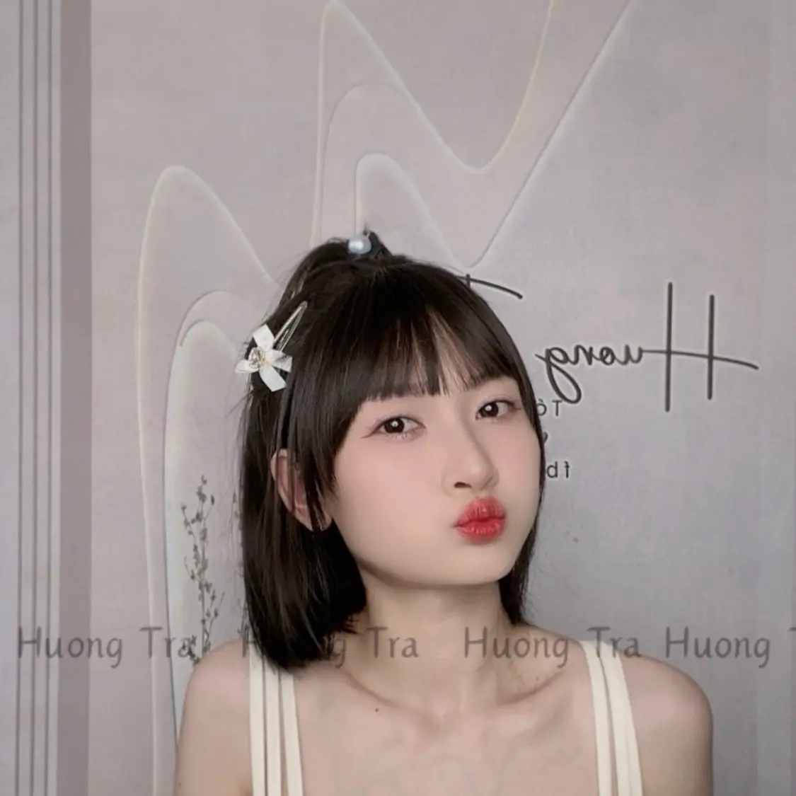 Tóc giả cả đầu ngắn thằng mái thưa