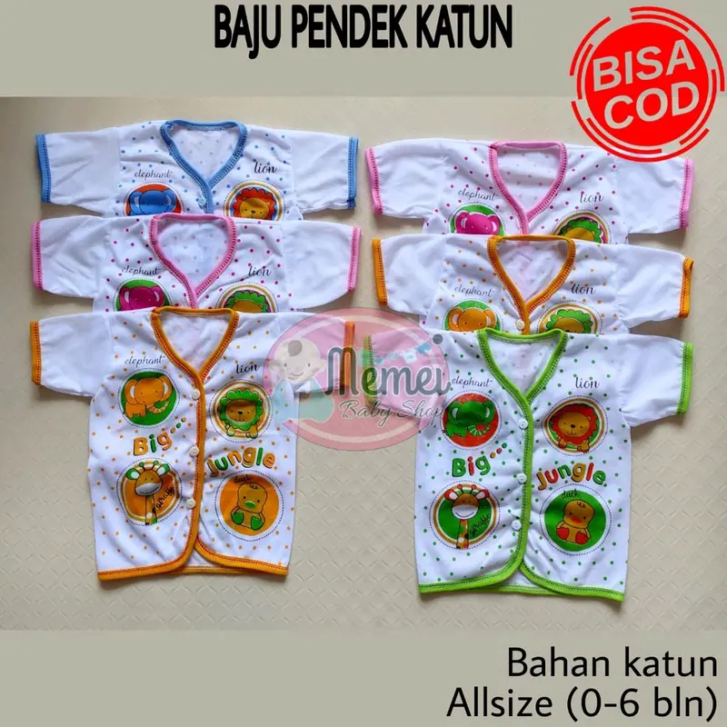 6 Baju Bayi PENDEK Katun Perlengkapan Bayi Lahir 0