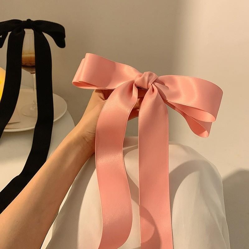 Product Introduction of Princess Large Bow Hair Clip Long Ribbon Spring Clip Headband Hair Accessories for Wedding Christmas Party 11