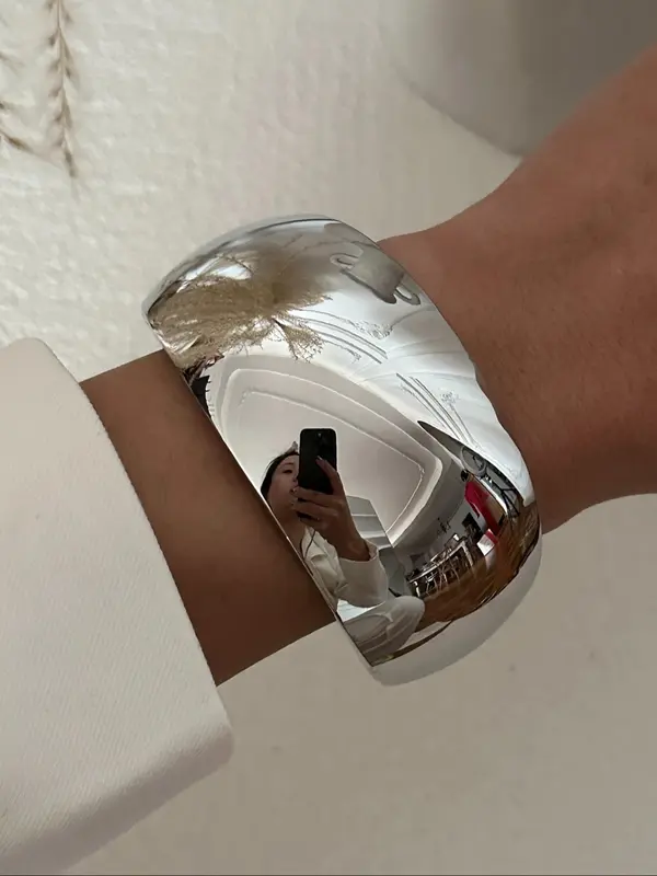 Irregular Round Thickened Cuff Bangle, Fashionable Jewelry for Women & Girls, Trendy All-match & Exquisite Jewelry for Birthday Gift 4