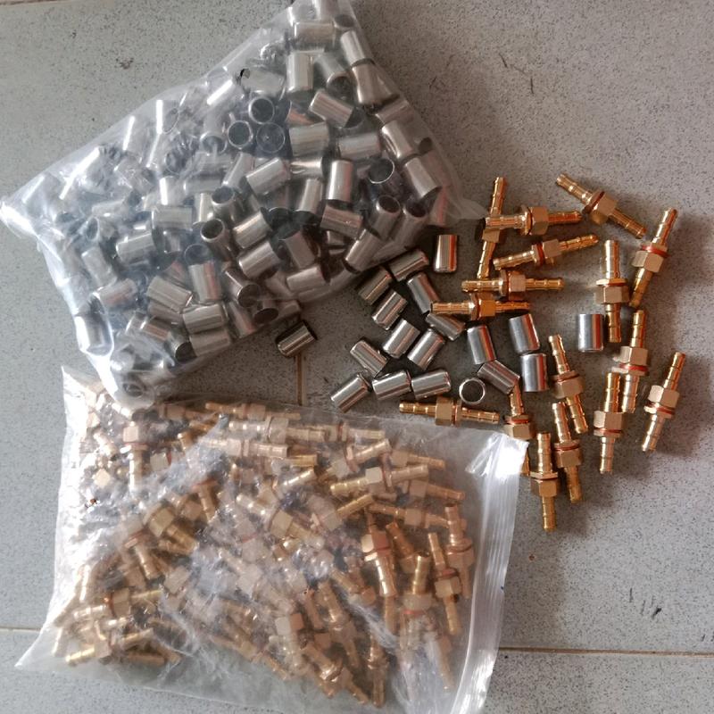 Bộ Ép Đầu Dây Xịt Rửa xe 50 đầu nối đồng và 100 khoen chụp inox