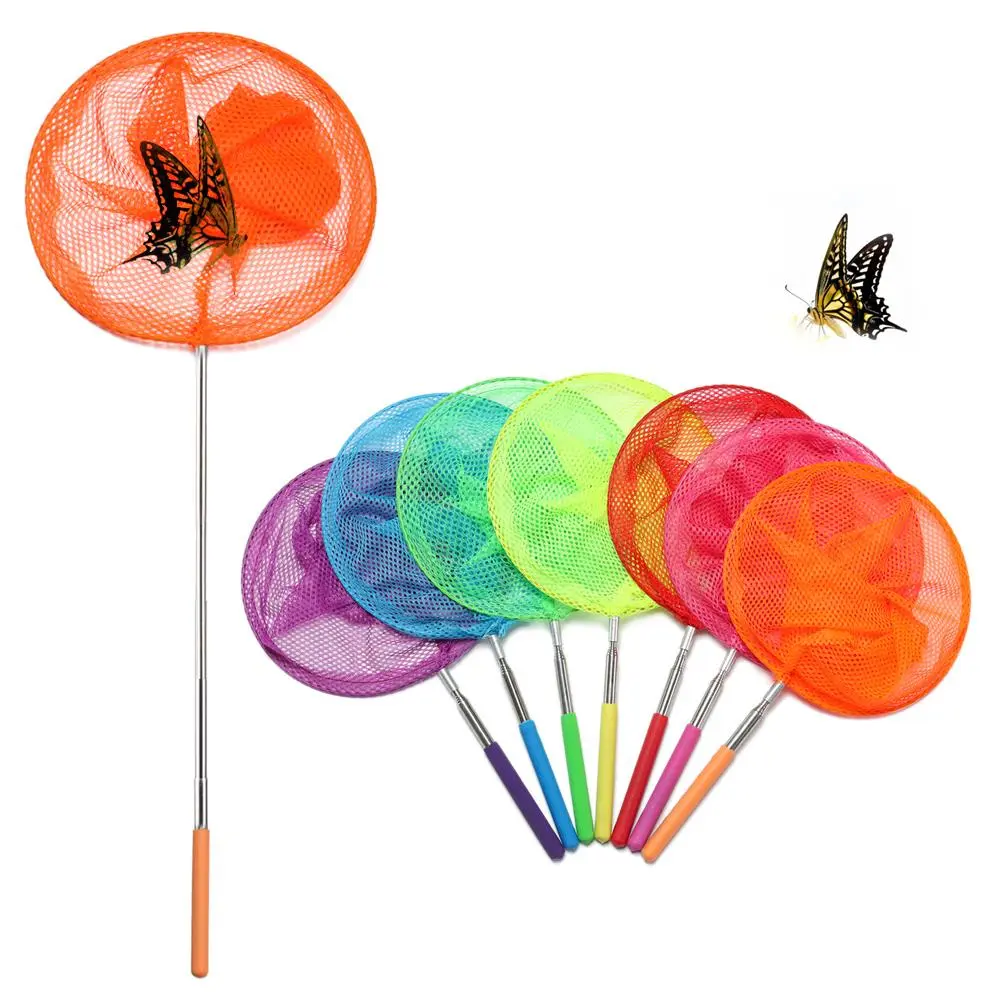 Colorful Extendable Lightweight Children's Butterfly Net Insect Catch Mesh Telescopic Kids Fishing Net