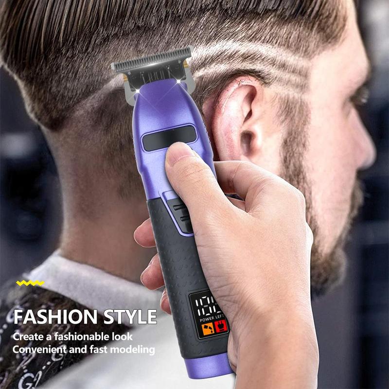Professional Cordless USB Charging LED Display Men Hair Trimmer Kit, 1 Electric Hair Clipper & 4 Limited Comb & 1 Charging Cable & 1 Cleaning Brush 5