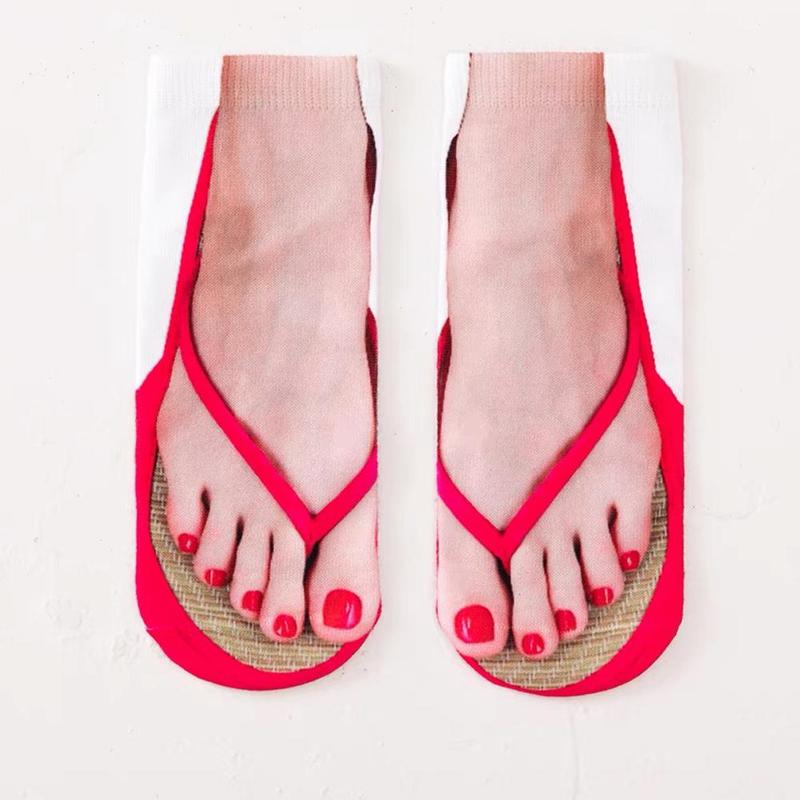 Product Introduction of Funny 3D Printed Socks Flip Flops Slippers Sandals Shoe Pattern Summer Cute Kawaii Low Short Soft Ankle Beach Floor Socks 23