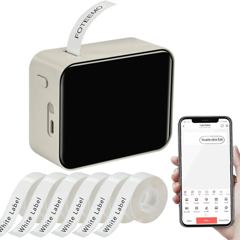 Portable Bluetooth-compatible Label Maker, 1 Count USB Rechargeable Label Printer, Handheld Label Maker for Home & Office 0