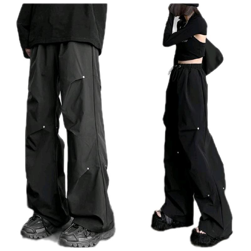  Quần ỐNG RỘNG nhấn đinh chất kaki 2 da mềm mát from unisex nam nữ mặc ok Ong Pants Menswear Nhung quana unam Kem 