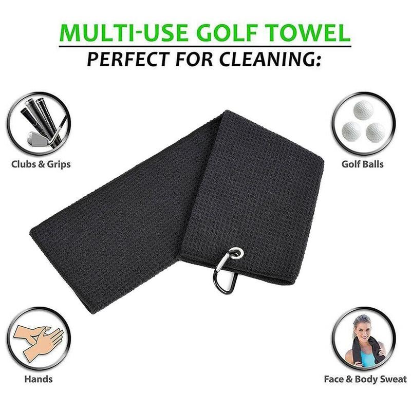 Khăn lau Golf, màu đen, họa tiết Bánh Quế chất liệu bông, thích hợp cho thể thao 5