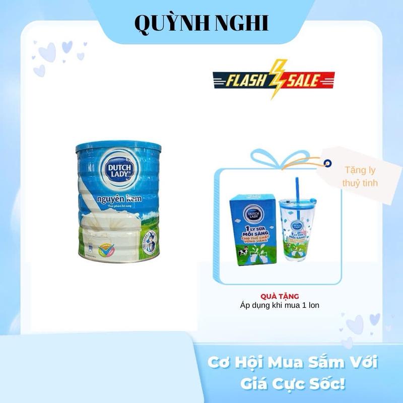 (Tặng ly thuỷ tinh) sữa bột Hà Lan Dutch Lady Nguyên Kem 850g - cho người lớn Milk