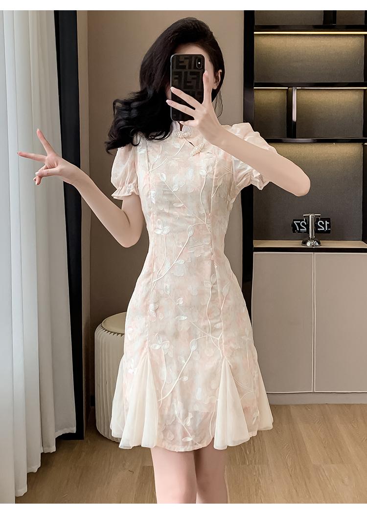 Product Introduction of Improved Cheongsam Floral Dress for Women Summer 2025 New Elegant Fairy Dress for Daily Wear 15