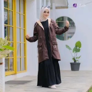 Jaket haji umroh Muslimah Syar'i Alitha Vol1 Outer Wanita Panjang dengan Resleting Depan dan Saku Kanan Kiri SEO