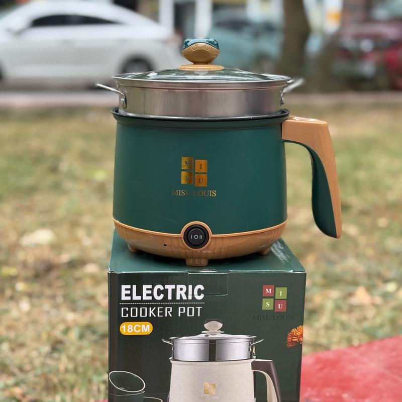  Nồi Điện Mini Đa Năng Chống Dính Tặng Kèm Xửng Hấp Ca Mỳ Đường Kính 18cm Dung Tích 1.8L - Nồi Hấp nồi lẩu điện mini Nấu Ăn Inox 