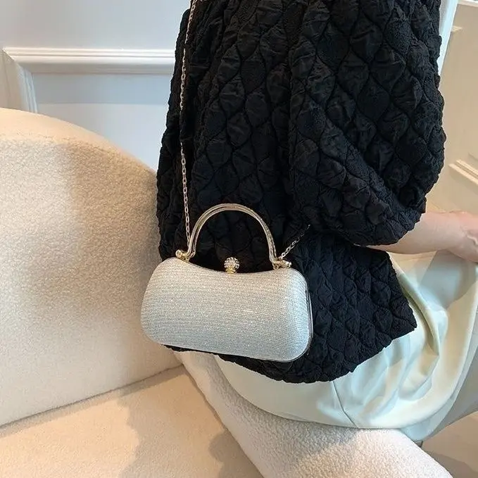 Túi Nữ, Dễ Phối Đồ Thiết Kế Thời Trang Độc Đáo Dây Xích Mỏng Và Lấp Lánh túi Messenger Cầm Tay Phong Cách Ins Mới 2024, Hợp Xu hướng, Thời Trang Bag 3