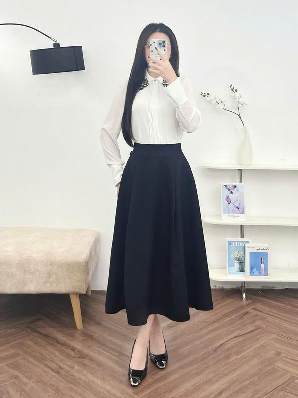 Chân Váy Nữ CCHAT Dáng Xoè Xếp Ly Chất Tuytsi 15CDS2013XT