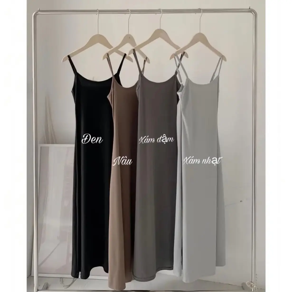 I023 XẢ KHO Đầm maxi nữ hai dây dáng dài 4 màu thun tăm lạnh cực tôn dáng IRIS STORE