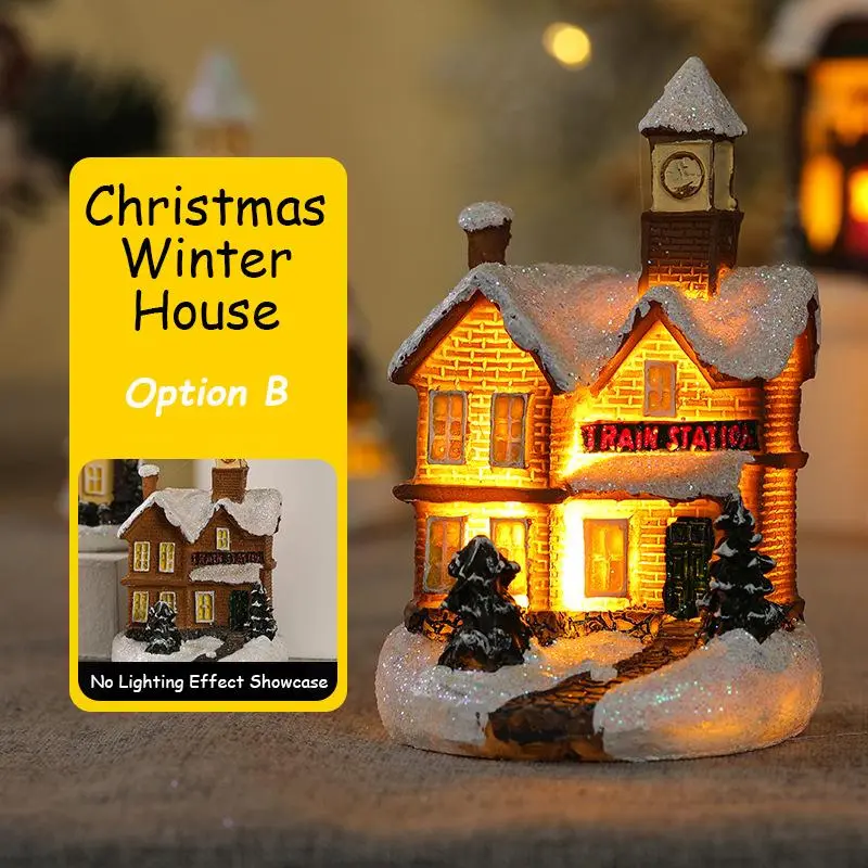 Christmas Winter Village House Design LED Light, Battery Required Christmas House Ornament Light, Indoor Decoration for Home Living Room Bedroom, Christmas Gifts, Santa Presents (Without Battery), Home Decor 5