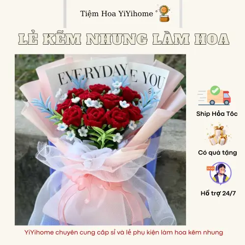 Lẻ 10 Sợi Kẽm Nhung Loại 1 Làm Hoa Handmade, Đồ Trang Trí Decor, Đồ Chơi Cho Bé DIY YiYihome 3