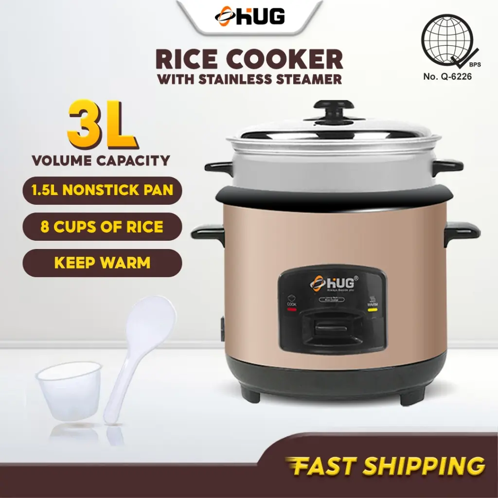 【57% Off】 HUG 1.5 to 3 Liters Non-stick Rice Cooker with Steamer and ...