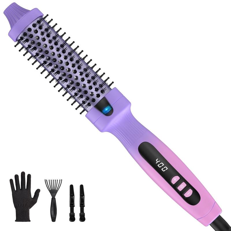 TikTok Shop Curling Iron Brush Ceramic 1 1 4 Inch Double MCH Heated Curling Comb Quick Heating Create Silky Smooth hair Tourmaline Ionic Hot Brush Digital Display 9 Temps Thermal Brush Dual Voltage Te...