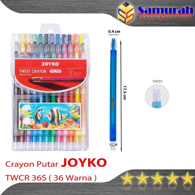 Crayon Joyko TWCR-36s ( 36 Colours ) / Krayon Putar Mewarnai isi 36 Warna /  Twist Oil Pastel TWCR 36s 0