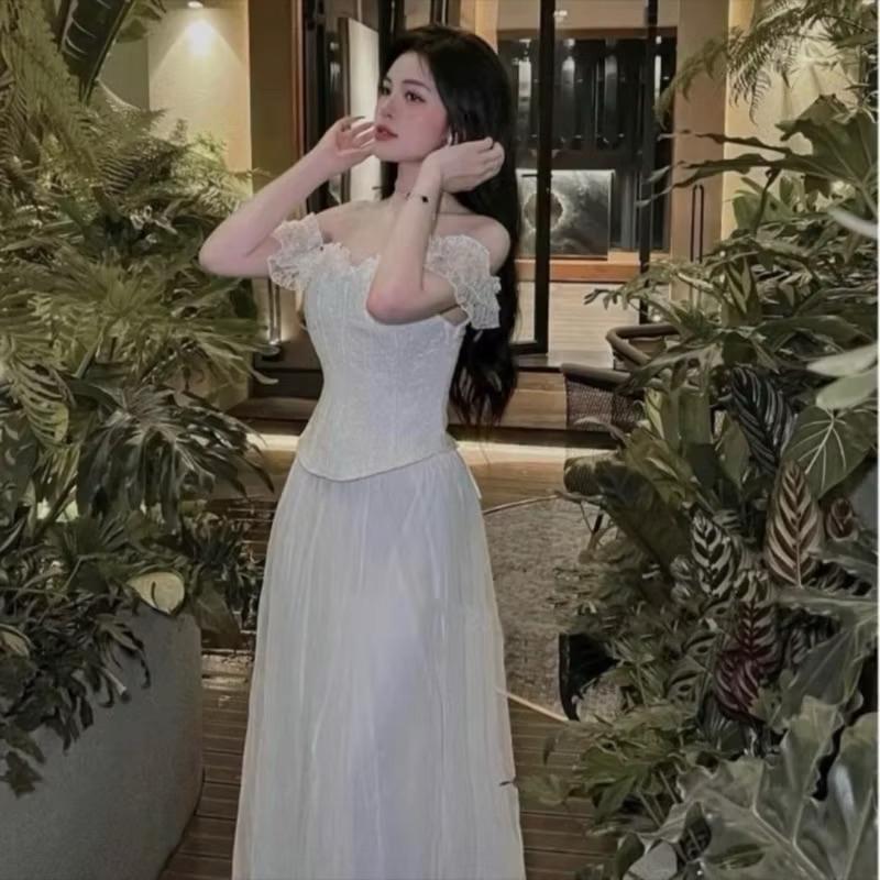 [ Có Bigsize+ kèm tag nơ ) SET ÁO CORSET TRỄ VAI CHÂN VÁY MAXI DÁNG DÀI TÔN DÁNG BYY CARROTSHOP( có gọng định hình eo ) 5