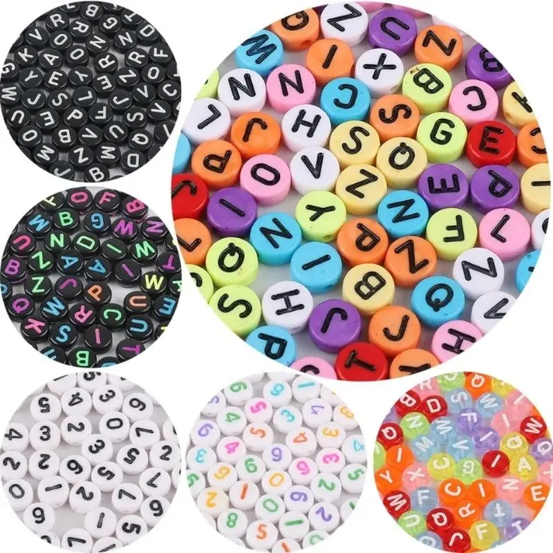 110 Pcs Manik Huruf Bulat Mote Abjad Bundar Huruf Bahan Kerajinan Gelang Hadiah