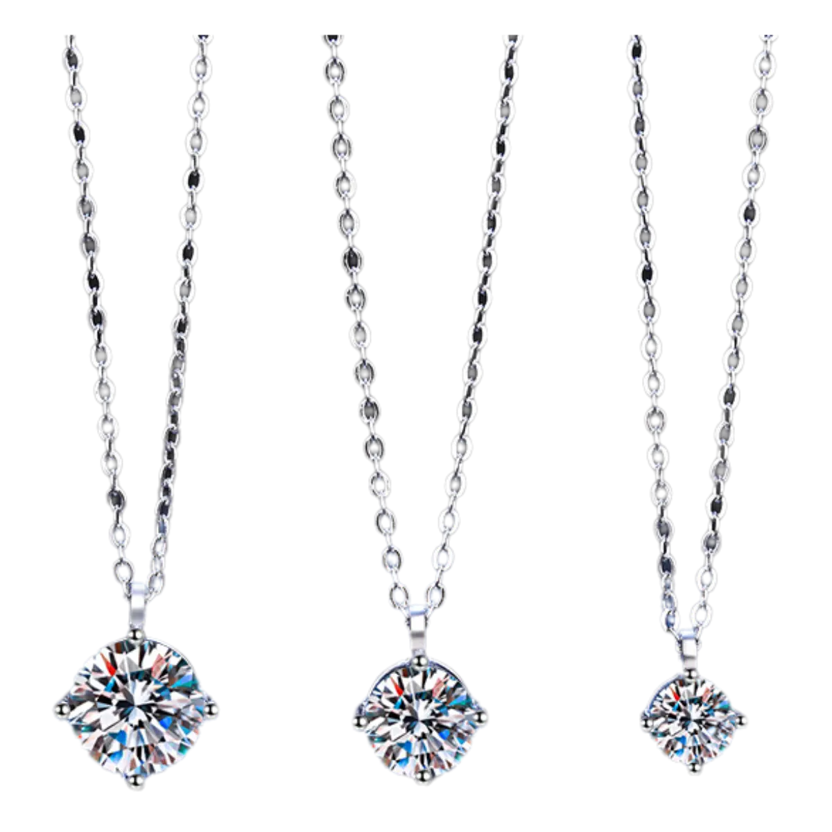XL88  S925 Sterling Silver Necklace Moissanite Necklace 50 Points 1 Karat Simple Four Claw Moissanite Clavicle Chain ဘယက်  ဆွဲကြိုး925 jew erly tsavorite moissanite diamond  rings promise  ring fine  jewelry promise  ring atta  jewelry diamond  ring silve