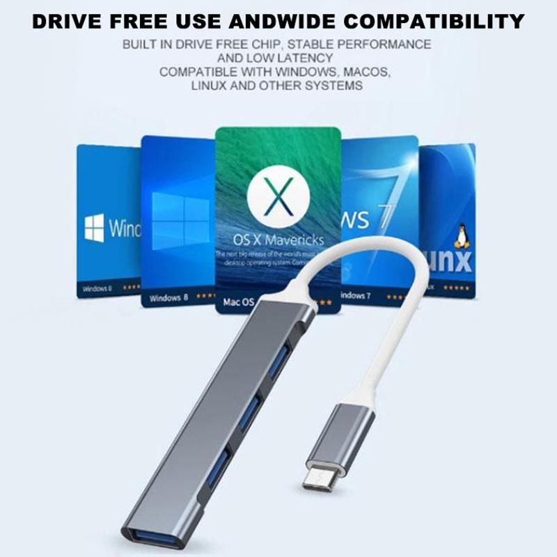 Product Introduction of 4 in 1 USB Hub Adapter, 3.0 USB Hub Adapter, Type-C USB Hub Adapter, Mobile Phone Notebook Keyboard Mouse Hub Adapter 3