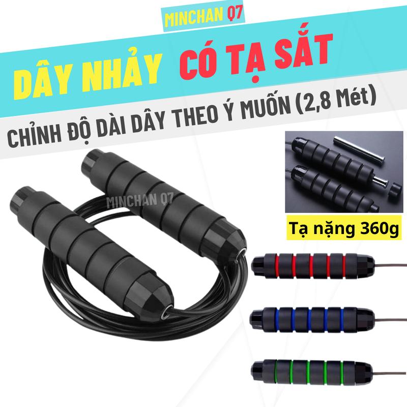 Dây Nhảy Thể Dục Có Tạ Sắt –Dây Nhảy Lõi Thép Chống Rối Dài 2.8m Chỉnh Được Độ Dài Tập Luyện Tại Nhà Music Box