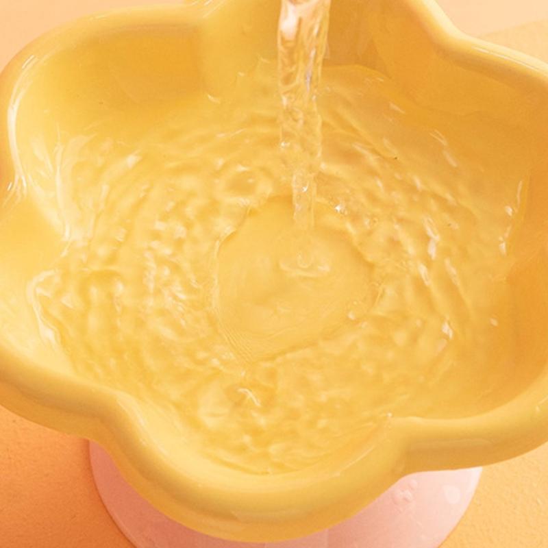 Đĩa sứ cao cấp cho chó mèo, bát ăn cho thú cưng hình hoa có chân đế chống gù, chén ăn, bát sứ 7