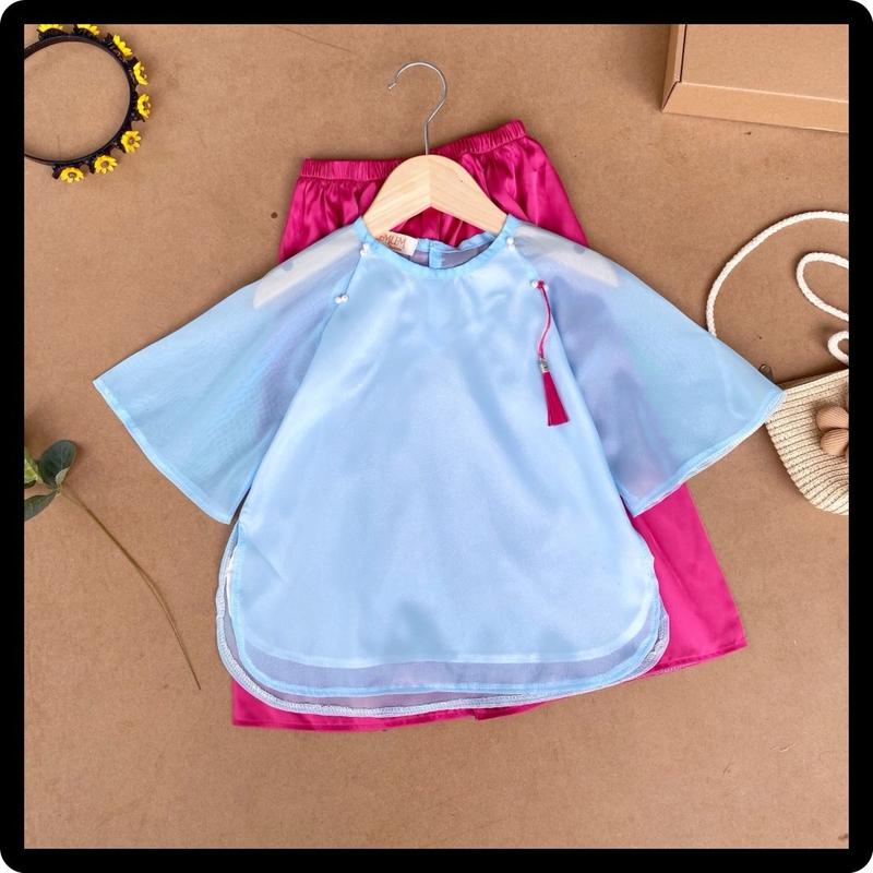ĐỒ BÀ BA CHO BÉ GÁI SÉT ĐỒ CÁCH TÂN MẶC TẾT XINH XẮN DỄ THƯƠNG MÀU HỒNG LEMLEM 4