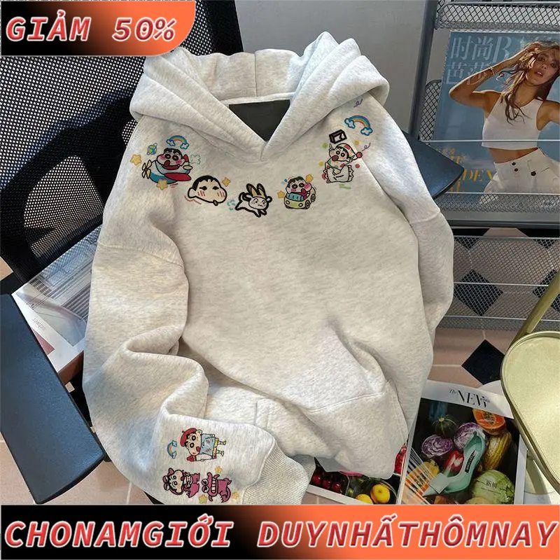 Áo Nỉ Có Mũ Phong Cách Preppy Thương Hiệu Hợp Xu Hướng Mỹ, Lót Lông Cừu, Dành Cho Nam Và Nữ, Thích Hợp Cho Mùa Thu Và Mùa Đông, Thiết Kế Đẹp, Áo Khoác Shin-chan Bút Chì Màu Phong Cách Ins, Bán Chạy