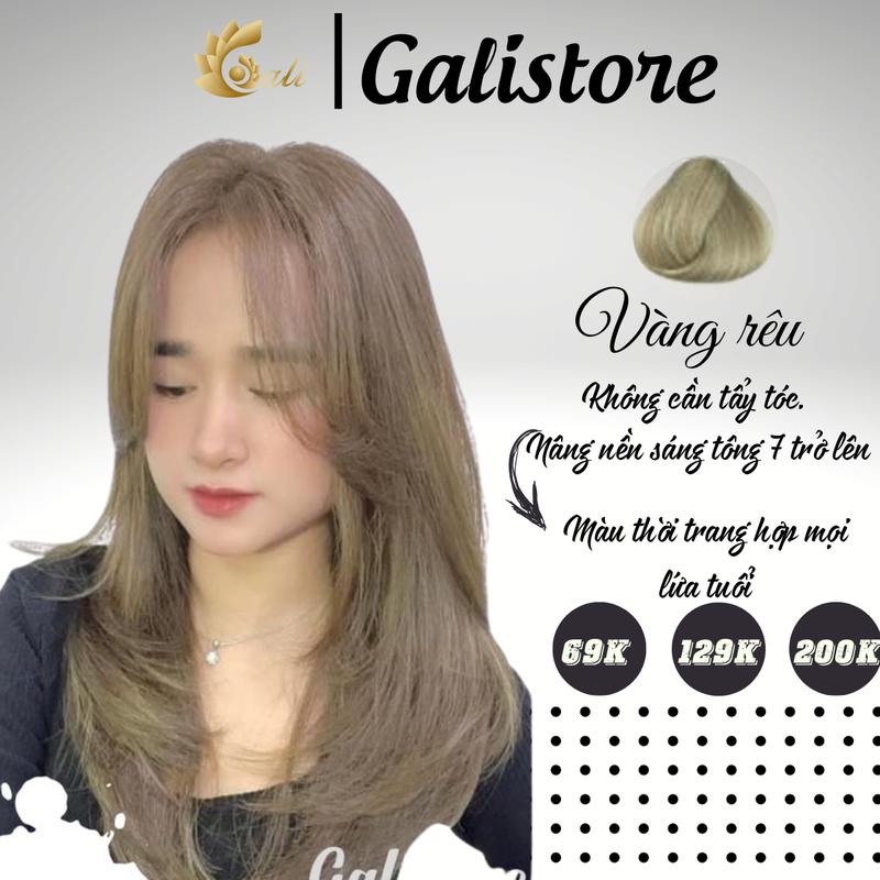 Thuốc nhuộm tóc Vàng rêu, rêu khói, rêu đá lạnh màu không cần tẩy tóc kèm oxy trợ nhuộm dưỡng Galistore Đổi Màu Tóc