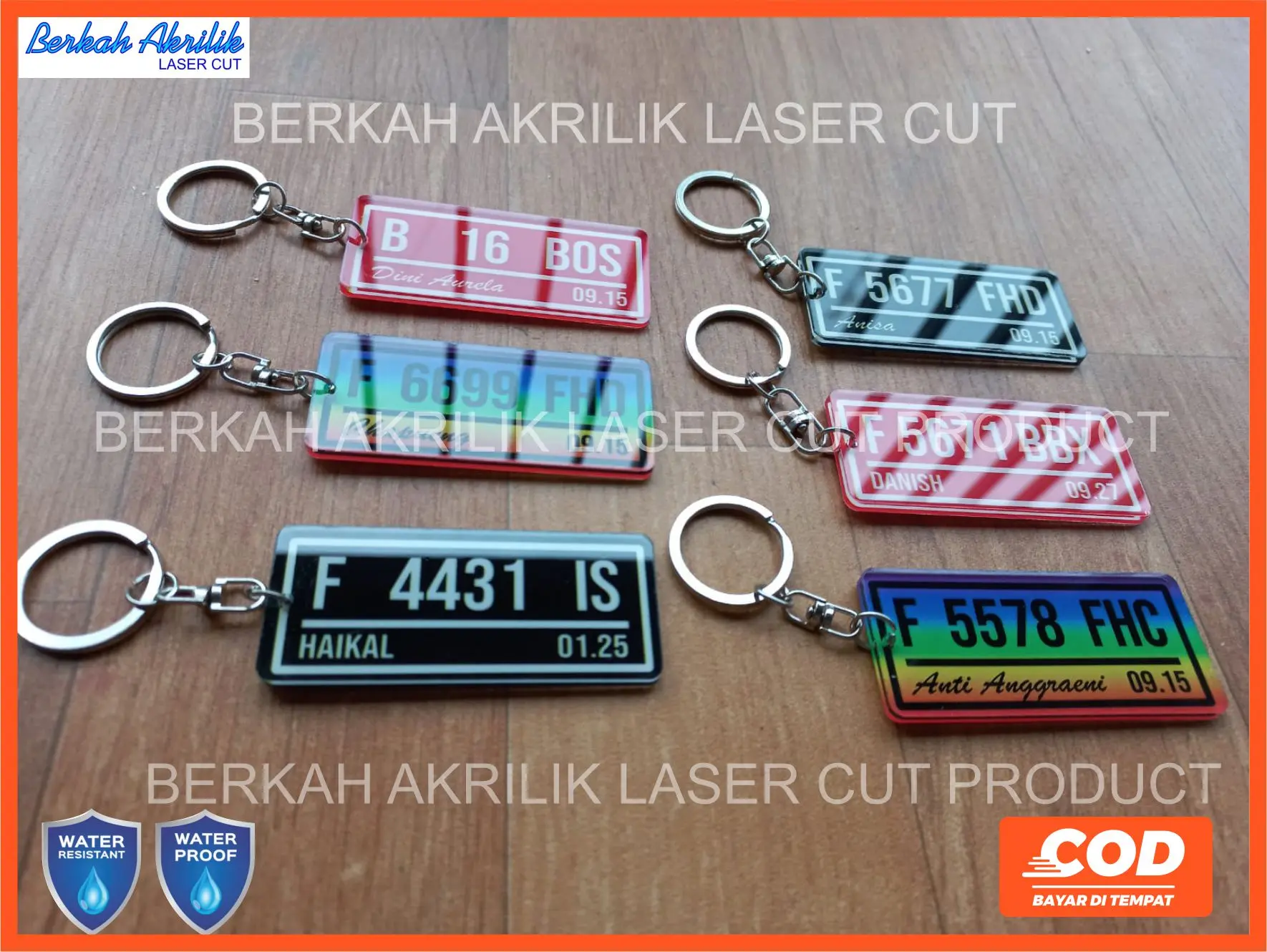 Gantungan Kunci Plat Nomor Acrylic Premium Aestetic New Model - Model Baru - Keychain