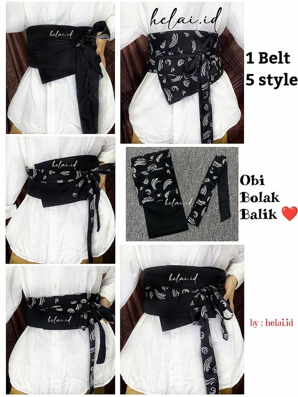 OBI BELT BOLAK-BALIK MONOCHROME SERIES MURAH MOTIF POLOS SABUK KAIN 0