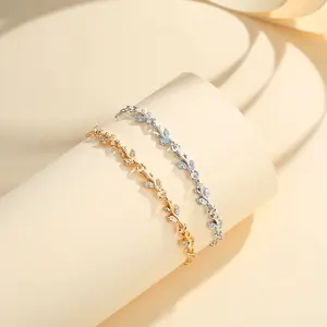 Gelang Jewelry Elegan Wanita Korean Aesthetic Daun Gaya Kristal Bracelet Aksesoris TX190