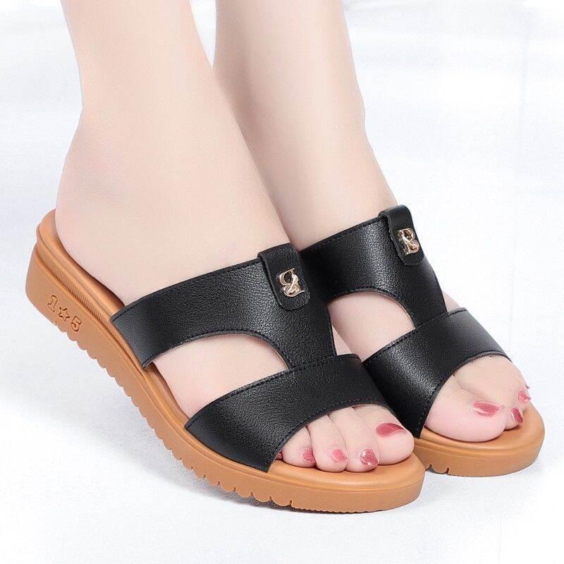Dép Bệ Giày Đế Xuồng, Da Thật Mềm, Đế Mềm, Thích Hợp Cho Mẹ Trung Niên 2