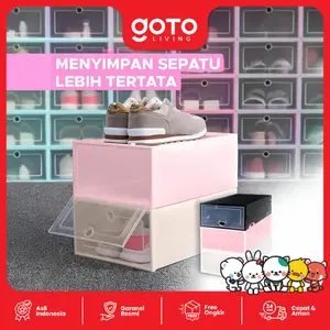 Goto [COD] Stacko Kotak Sepatu Lipat Storage Shoe Box Organizer Rak