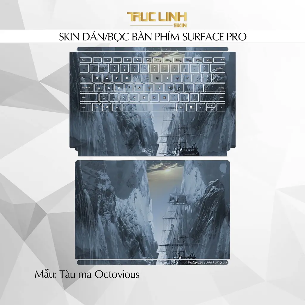Bộ skin dán phím Surface Pro 3, 4, 5, 6, 7, 8, 9, X, Go... mẫu Tàu ma Octovious