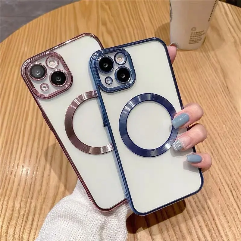 CASE MAGSAFE ELECTROPLATING METALIC MAGNETIC IPHONG 11 12 13 14 15 PRO MAX PLUS LENS GUARD PROTECTOR FULL COVER Softcase 4