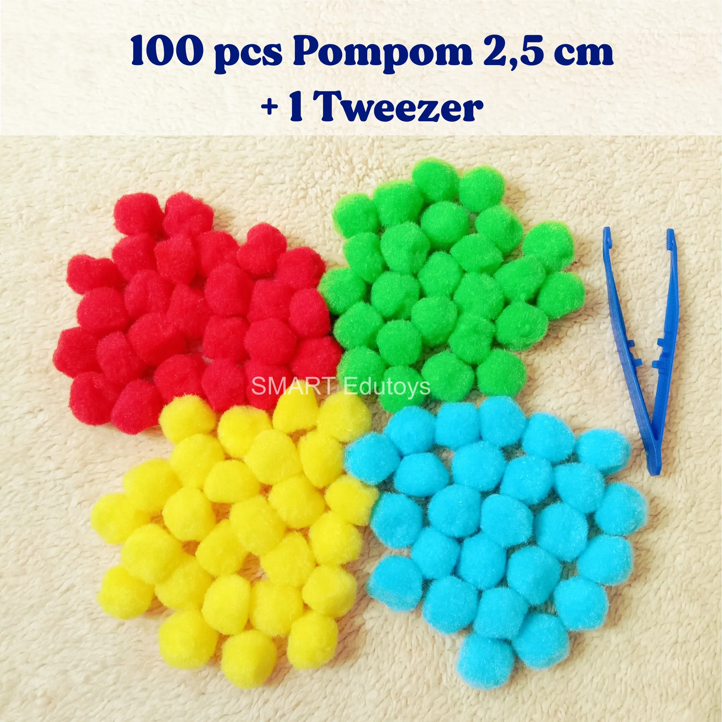 Pompom Jumbo Mainan Montessori Sorting Warna Ukuran 2,5 cm Isi 100 pcs