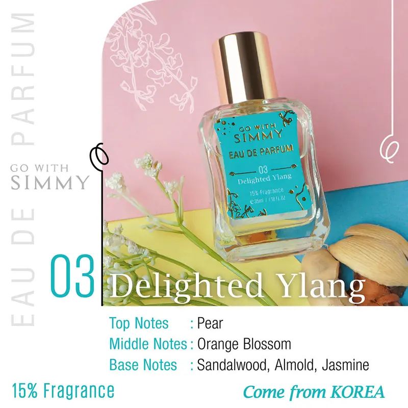 GO WITH SIMMY Eau De Parfum 03 Delighted Ylang 35ml Parfum Pria/Wanita Wangi Tahan Lama Parfum 15% Fragrance 1