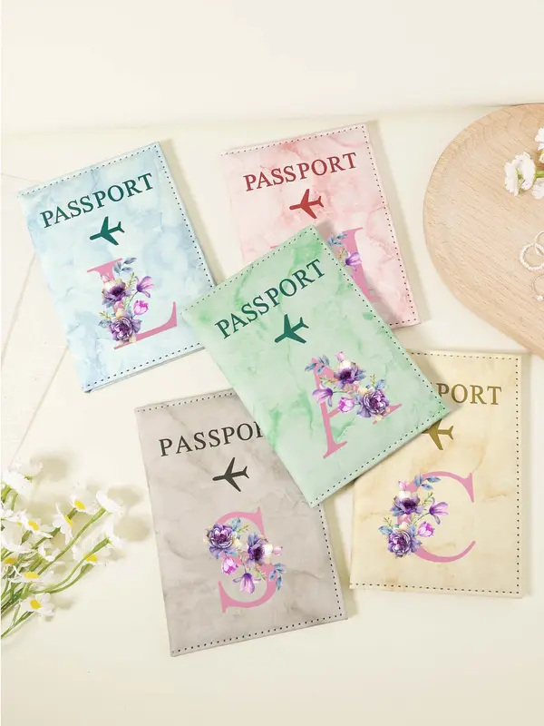 Letter Pattern Passport Holder, Fashionable Travel Passport Holder, Lightweight and Portable Passport Cover, Women's Card & ID Cases 6