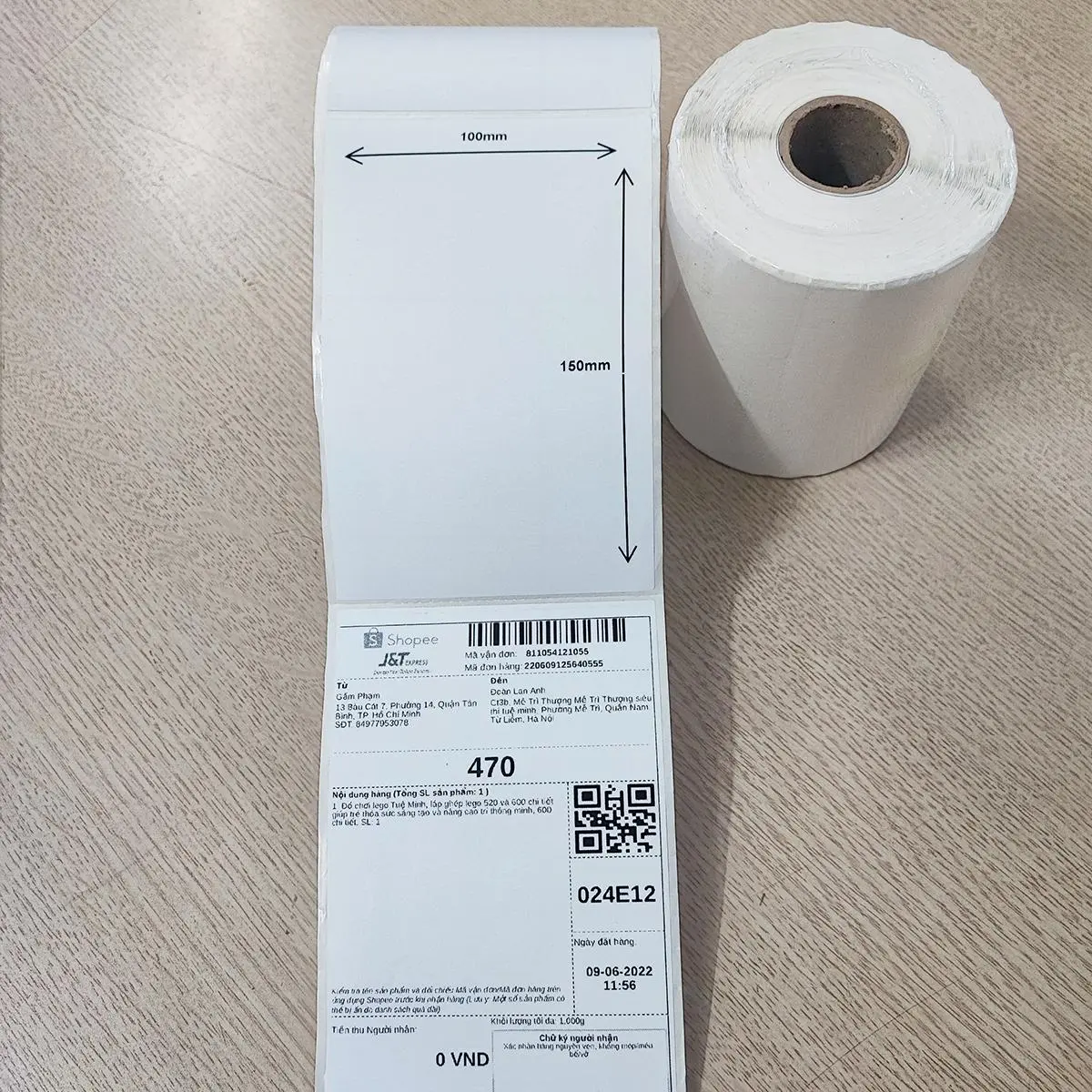 Decal nhiệt in vận đơn sàn TMĐT (100x150)mmx50m ≈ 350 tờ (A6)