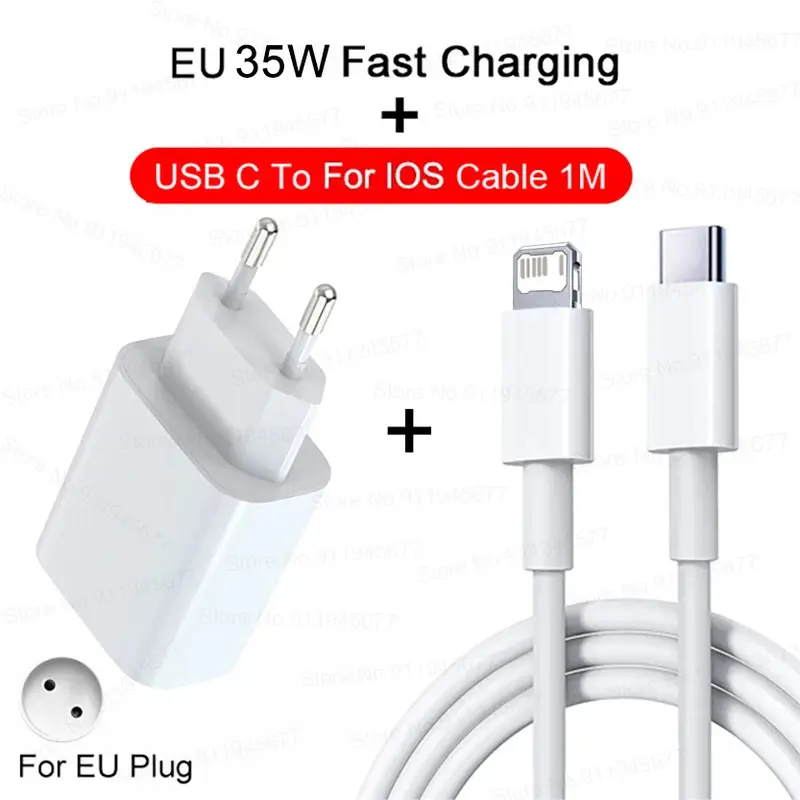 Bộ sạc nhanh, PD 35W, Dành cho iPhone 11, 12, 13, 14, 15, Pro Max, Cáp sạc nhanh, Dành cho iPhone 15 Plus, Dòng dữ liệu USB Type C, Bộ sạc điện thoại Phụ Kiện hoàng minh  cục sạc 6